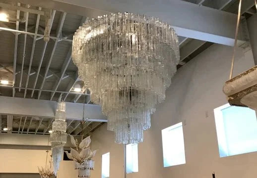 Modern Art Design 3/4/5/7 - Tier Hand - blown Glass Tiered Chandelier - 5 - Tier/D29.88"*H31.5"ClearWarm Lightcasivra