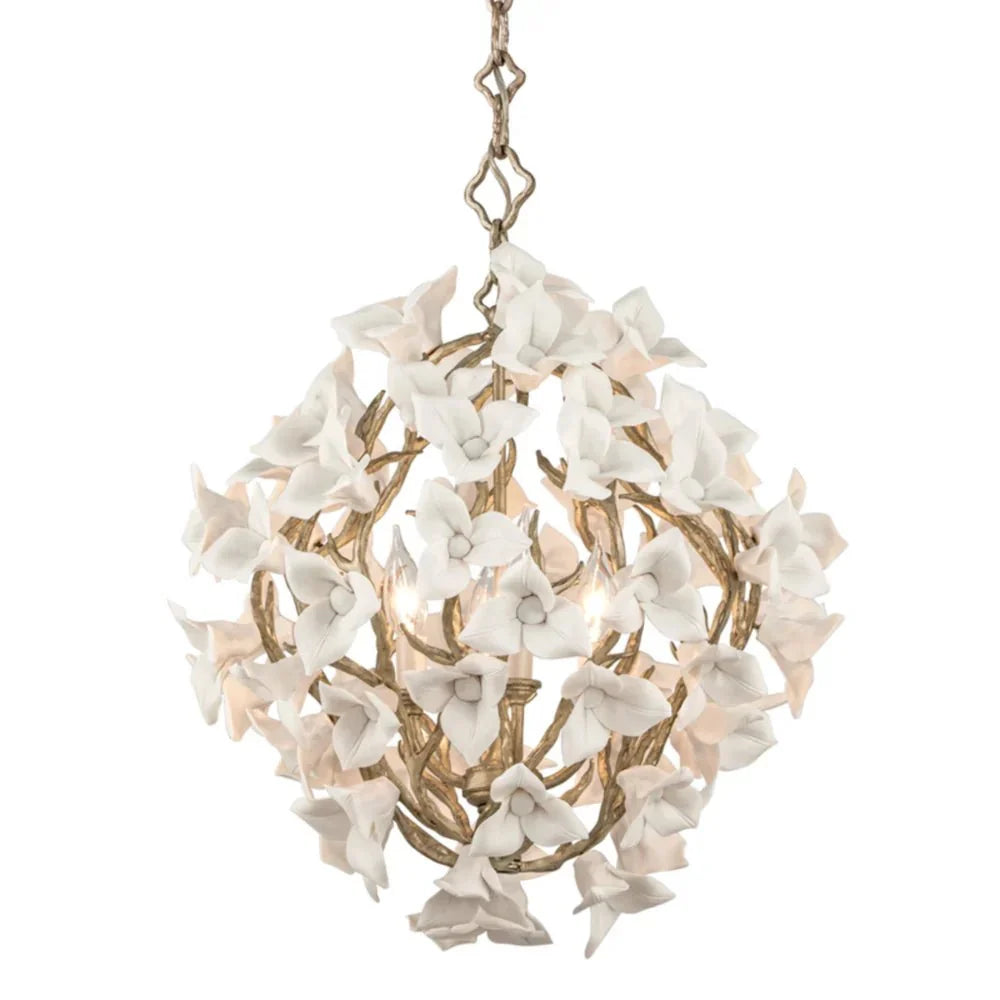 Modern Art Design Lily Ceramic Flower Chandelier for Low-ceiling-casivra-4 Lights/D18.5"*H20"-Warm Light-casivra