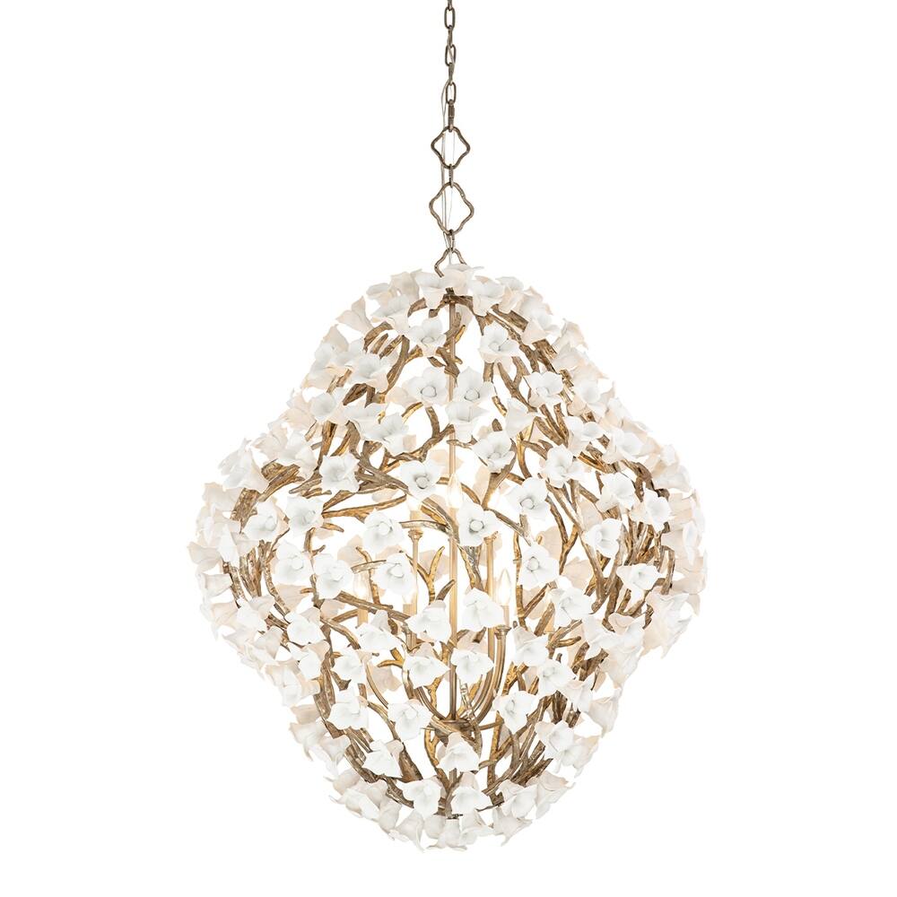 Modern Art Design Lily Ceramic Flower Chandelier for Low-ceiling-casivra-Customized/D40"*H49.2"-Warm Light-casivra
