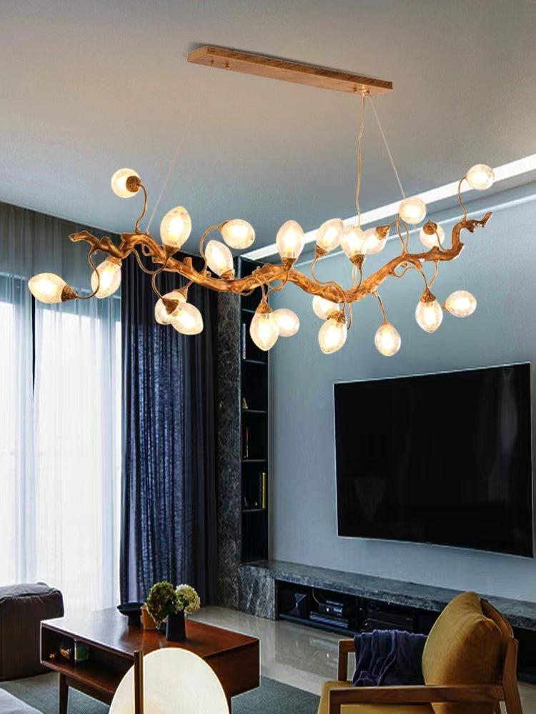 Modern Art Extra Large Branch Style Chandelier with Clear Bubble Glass Eggs for Dining Room and Living Room - 30 Lights: L68.9"*W16.5"*H17.7"Warm Lightcasivra