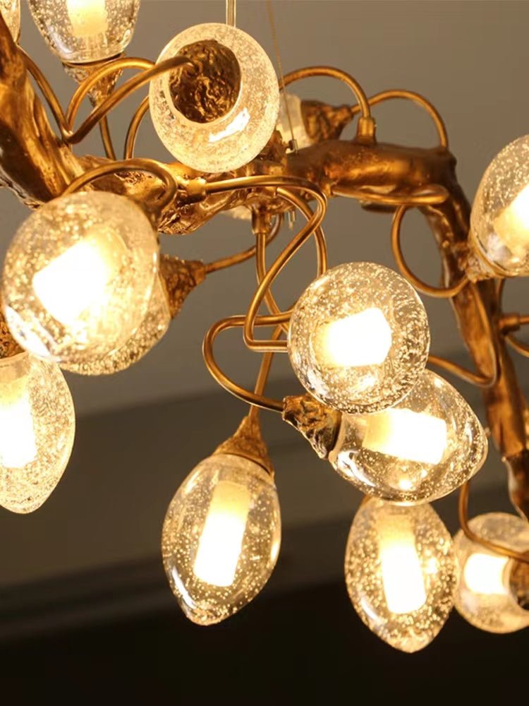Modern Art Extra Large Branch Style Chandelier with Clear Bubble Glass Eggs for Dining Room and Living Room - 30 Lights: L68.9"*W16.5"*H17.7"Warm Lightcasivra