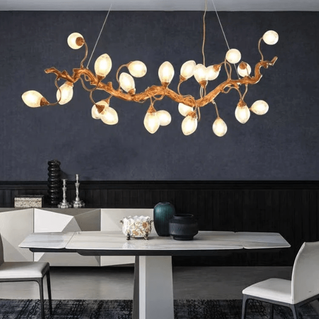Modern Art Extra Large Branch Style Chandelier with Clear Bubble Glass Eggs for Dining Room and Living Room - 12 Lights: L39.4"*W16.5"*H17.7"Warm Lightcasivra