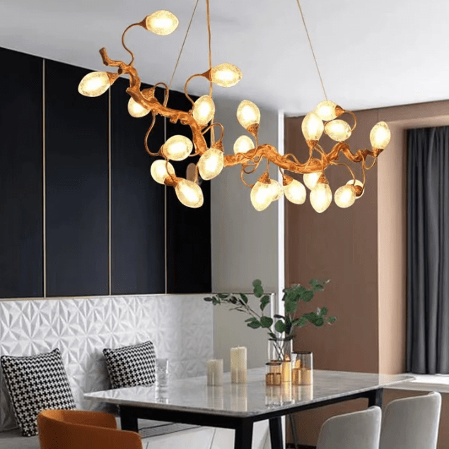 Modern Art Extra Large Branch Style Chandelier with Clear Bubble Glass Eggs for Dining Room and Living Room - 12 Lights: L39.4"*W16.5"*H17.7"Warm Lightcasivra