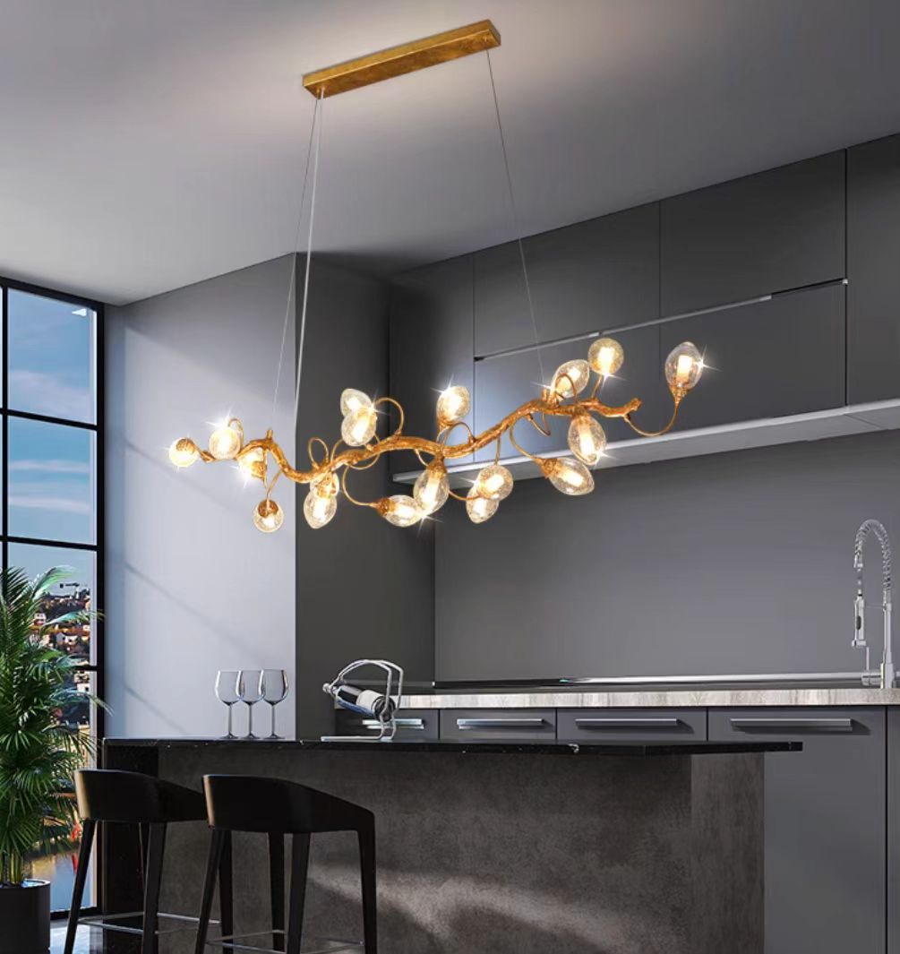 Modern Art Extra Large Branch Style Chandelier with Clear Bubble Glass Eggs for Dining Room and Living Room - 12 Lights: L39.4"*W16.5"*H17.7"Warm Lightcasivra