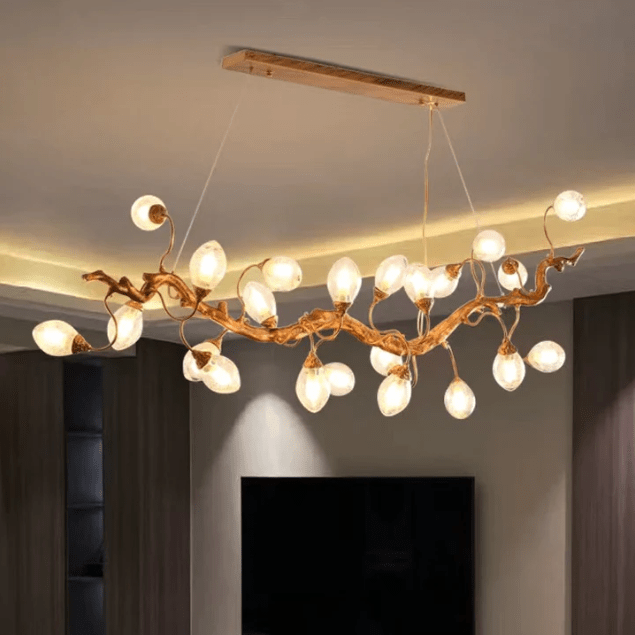 Modern Art Extra Large Branch Style Chandelier with Clear Bubble Glass Eggs for Dining Room and Living Room - 12 Lights: L39.4"*W16.5"*H17.7"Warm Lightcasivra