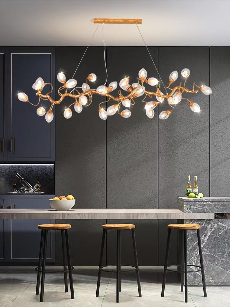 Modern Art Extra Large Branch Style Chandelier with Clear Bubble Glass Eggs for Dining Room and Living Room - 21 Lights: L59.0"*W16.5"*H17.7"Warm Lightcasivra
