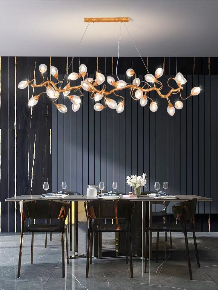 Modern Art Extra Large Branch Style Chandelier with Clear Bubble Glass Eggs for Dining Room and Living Room - 21 Lights: L59.0"*W16.5"*H17.7"Warm Lightcasivra