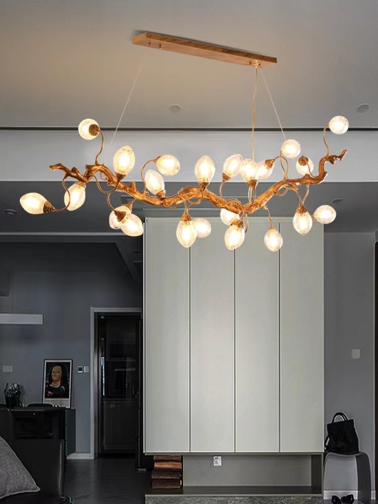 Modern Art Extra Large Branch Style Chandelier with Clear Bubble Glass Eggs for Dining Room and Living Room - 16 Lights: L47.2"*W16.5"*H17.7"Warm Lightcasivra