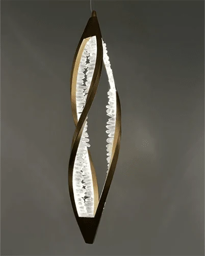 Modern Artistic DNA Twisted Leaf Natural Crystal Cluster Chandelier - D6.30"*H23.62"(D16cm*H60cm)Warm Lightcasivra