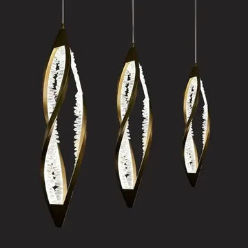 Modern Artistic DNA Twisted Leaf Natural Crystal Cluster Chandelier - D6.30"*H23.62"(D16cm*H60cm)Warm Lightcasivra