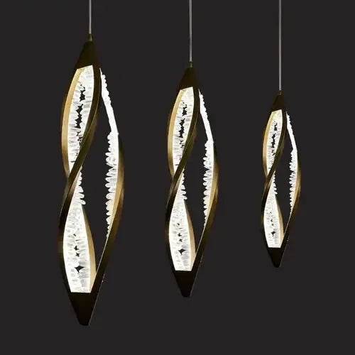 Modern Artistic DNA Twisted Leaf Natural Crystal Cluster Chandelier - D6.30"*H23.62"(D16cm*H60cm)Warm Lightcasivra
