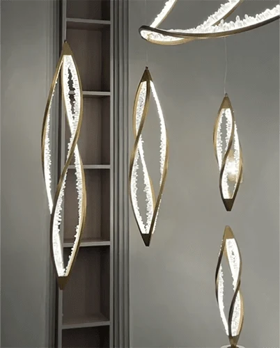 Modern Artistic DNA Twisted Leaf Natural Crystal Cluster Chandelier - D6.30"*H23.62"(D16cm*H60cm)Warm Lightcasivra