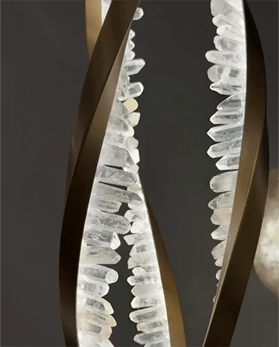 Modern Artistic DNA Twisted Leaf Natural Crystal Cluster Chandelier - D6.30"*H23.62"(D16cm*H60cm)Warm Lightcasivra