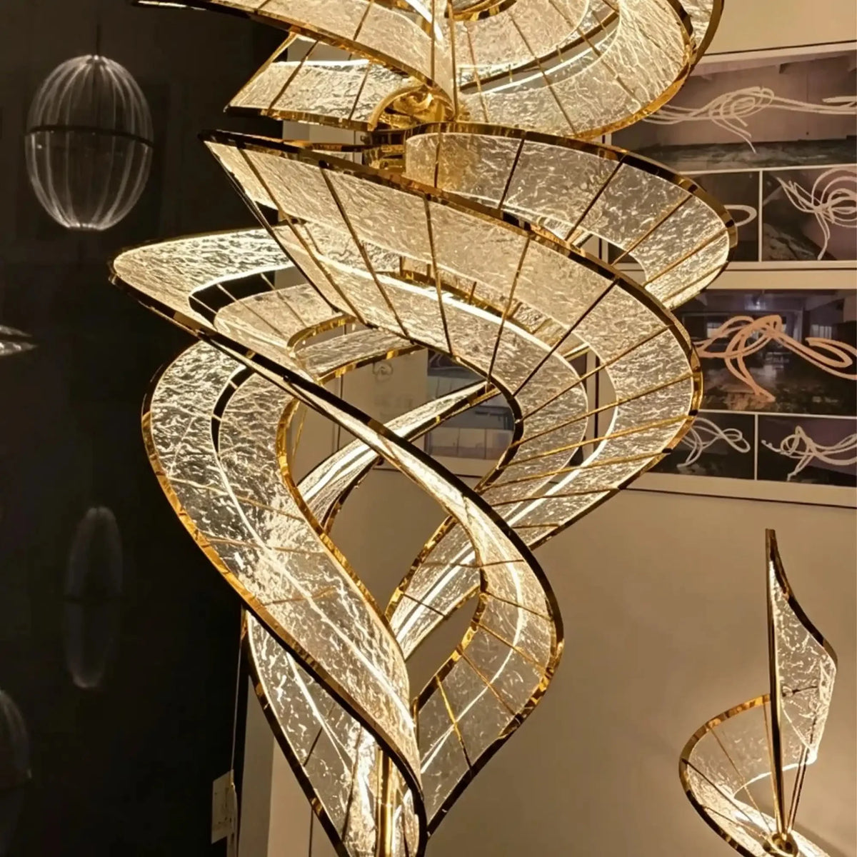 Modern Artistic Double Spiral Acrylic Chandelier for High Ceilings/Staircase/Foyer - D39.37"*H110.24"(D100cm*H280cm)/65kgWarm Lightcasivra
