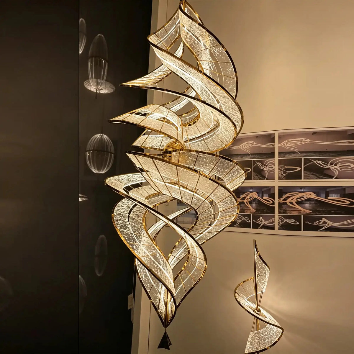 Modern Artistic Double Spiral Acrylic Chandelier for High Ceilings/Staircase/Foyer - D39.37"*H110.24"(D100cm*H280cm)/65kgWarm Lightcasivra