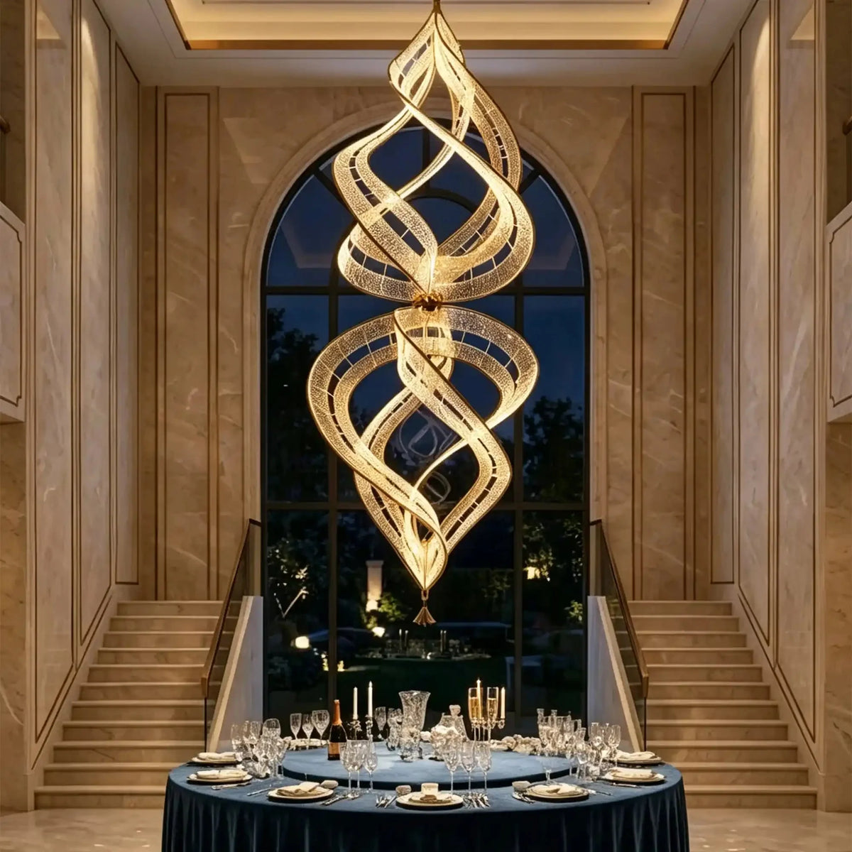Modern Artistic Double Spiral Acrylic Chandelier for High Ceilings/Staircase/Foyer - D39.37"*H110.24"(D100cm*H280cm)/65kgWarm Lightcasivra