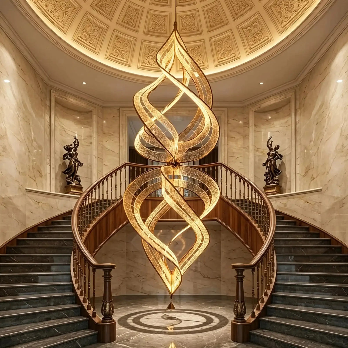 Modern Artistic Double Spiral Acrylic Chandelier for High Ceilings/Staircase/Foyer - D39.37"*H110.24"(D100cm*H280cm)/65kgWarm Lightcasivra