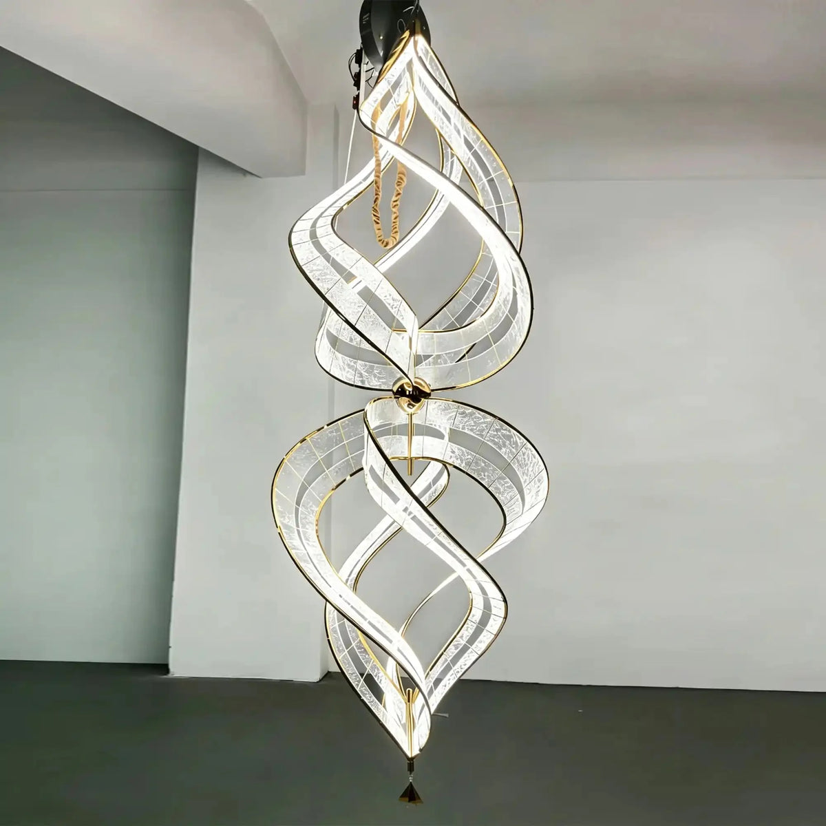 Modern Artistic Double Spiral Acrylic Chandelier for High Ceilings/Staircase/Foyer - D39.37"*H110.24"(D100cm*H280cm)/65kgWarm Lightcasivra
