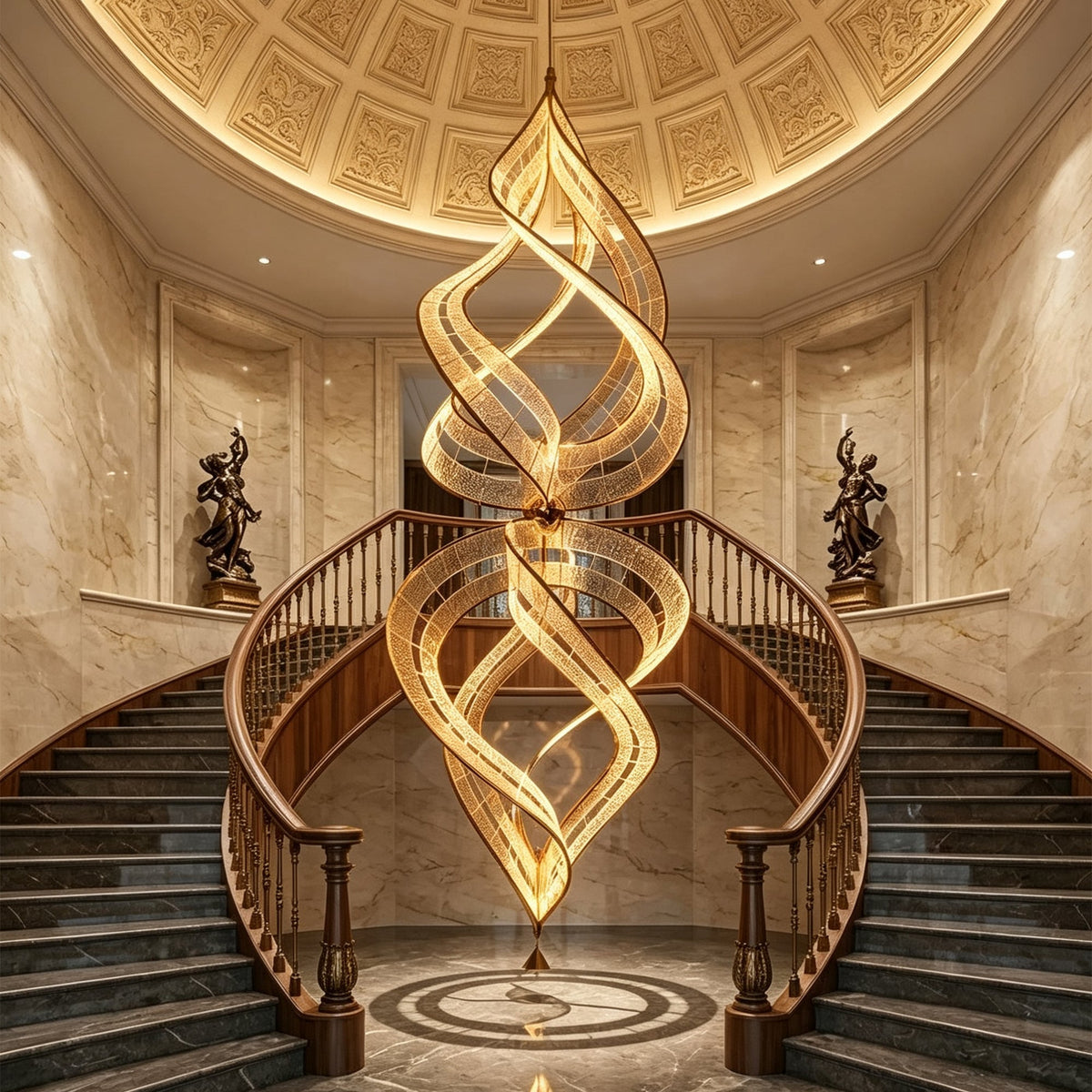Modern Artistic Double Spiral Acrylic Chandelier for High Ceilings/Staircase/Foyer - D39.37"*H110.24"(D100cm*H280cm)/65kgWarm Lightcasivra