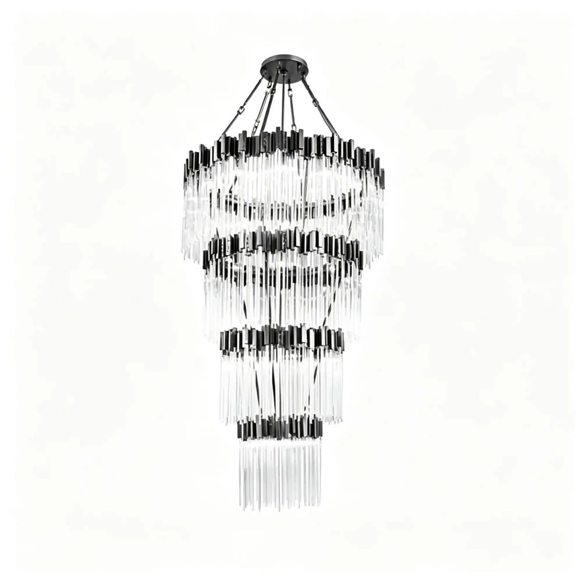 Modern Artistic Luxury Multi-layers Glam Glass Chandelier for High-Ceiling/Staircase/Foyer - 4 Layers/D40"*H95"SliverWarm Lightcasivra