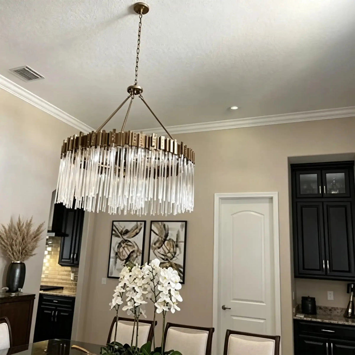 Modern Artistic Luxury Multi-layers Glam Glass Chandelier for High-Ceiling/Staircase/Foyer - 4 Layers/D40"*H95"BlackWarm Lightcasivra
