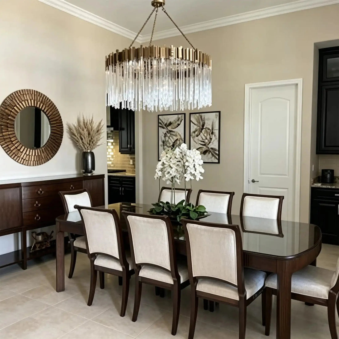 Modern Artistic Luxury Multi-layers Glam Glass Chandelier for High-Ceiling/Staircase/Foyer - 1 Layer/D30"*H44"Antique CopperWarm Lightcasivra