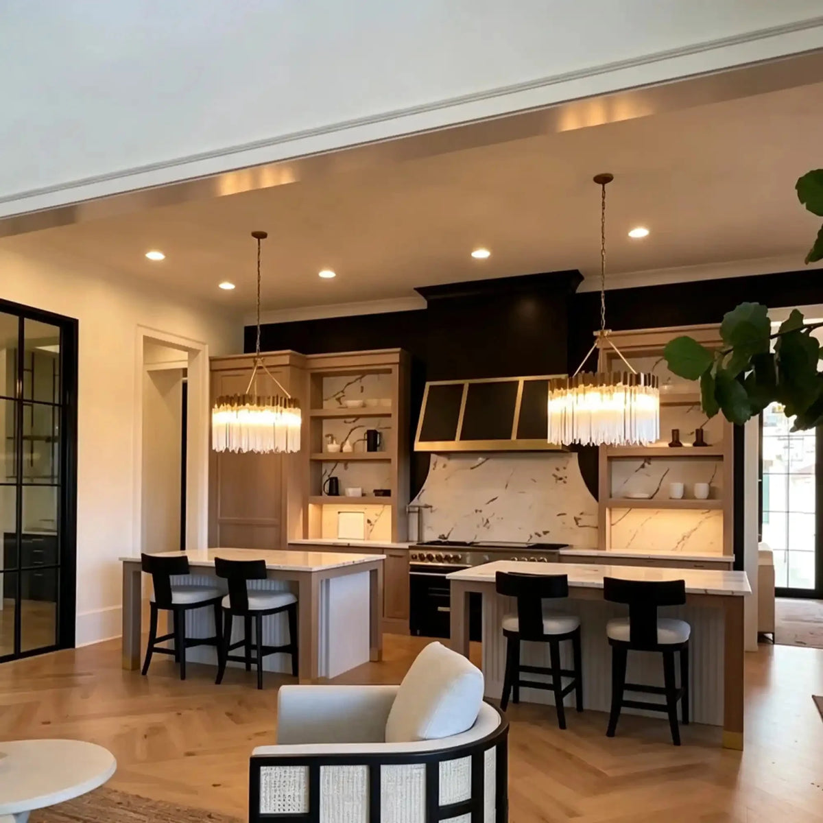 Modern Artistic Luxury Multi-layers Glam Glass Chandelier for High-Ceiling/Staircase/Foyer - 4 Layers/D40"*H95"BlackWarm Lightcasivra
