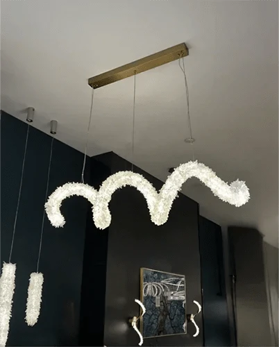 Modern Artistic Spring-shaped Natural Crystal Chandelier Modern Artistic Spring-shaped Natural Crystal Chandelier for Dining Room/Kitchen Island/Low Ceilings - L39.4"*H14.96"Warm Lightcasivra