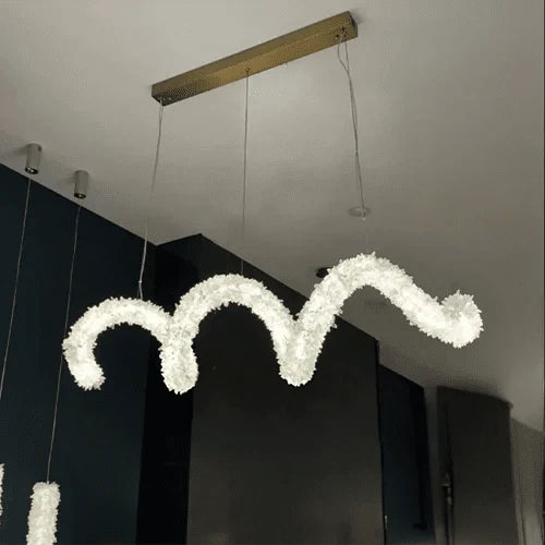 Modern Artistic Spring-shaped Natural Crystal Chandelier Modern Artistic Spring-shaped Natural Crystal Chandelier for Dining Room/Kitchen Island/Low Ceilings - L39.4"*H14.96"Warm Lightcasivra