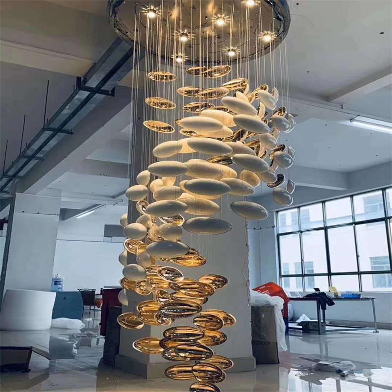 Modern Artistic Unique Golden Dragon Egg Pendant Ceiling Light Fixture for Staircase/ Sales Center/ Hotel - casivra
