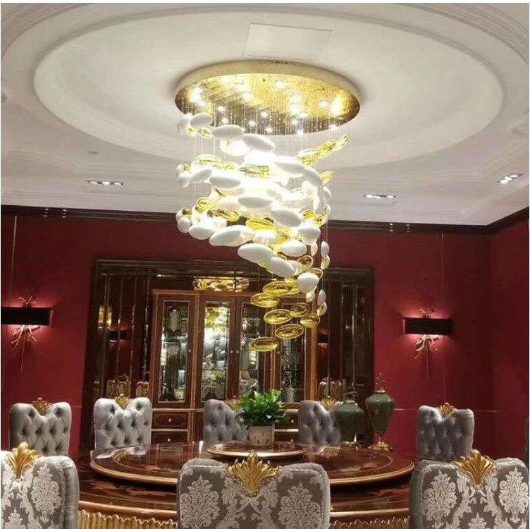 Modern Artistic Unique Golden Dragon Egg Pendant Ceiling Light Fixture for Staircase/ Sales Center/ Hotel - casivra
