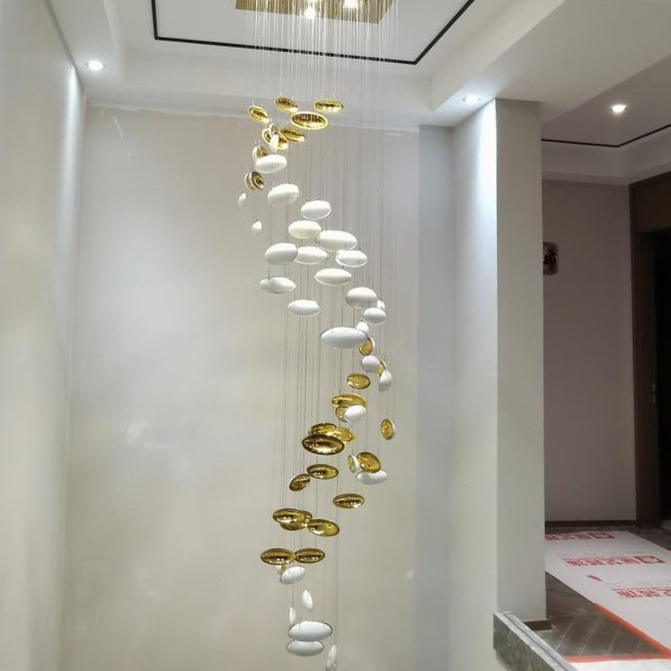 Modern Artistic Unique Golden Dragon Egg Pendant Ceiling Light Fixture for Staircase/ Sales Center/ Hotel - casivra