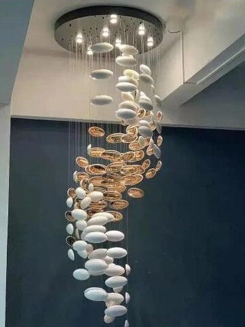Modern Artistic Unique Golden Dragon Egg Pendant Ceiling Light Fixture for Staircase/ Sales Center/ Hotel - casivra