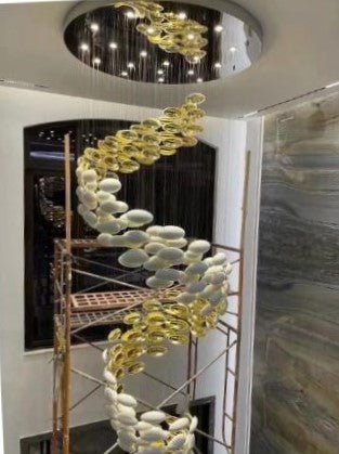 Modern Artistic Unique Golden Dragon Egg Pendant Ceiling Light Fixture for Staircase/ Sales Center/ Hotel - casivra