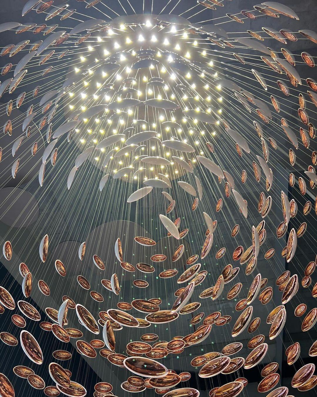 Modern Artistic Unique Golden Dragon Egg Pendant Ceiling Light Fixture for Staircase/ Sales Center/ Hotel - casivra