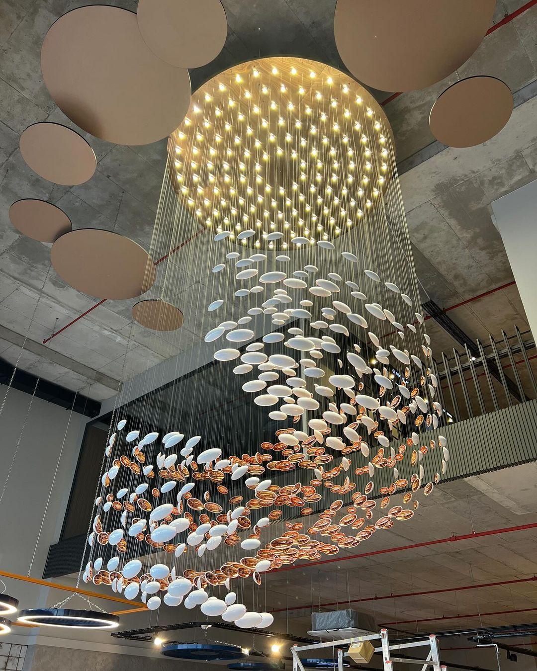 Modern Artistic Unique Golden Dragon Egg Pendant Ceiling Light Fixture for Staircase/ Sales Center/ Hotel - casivra