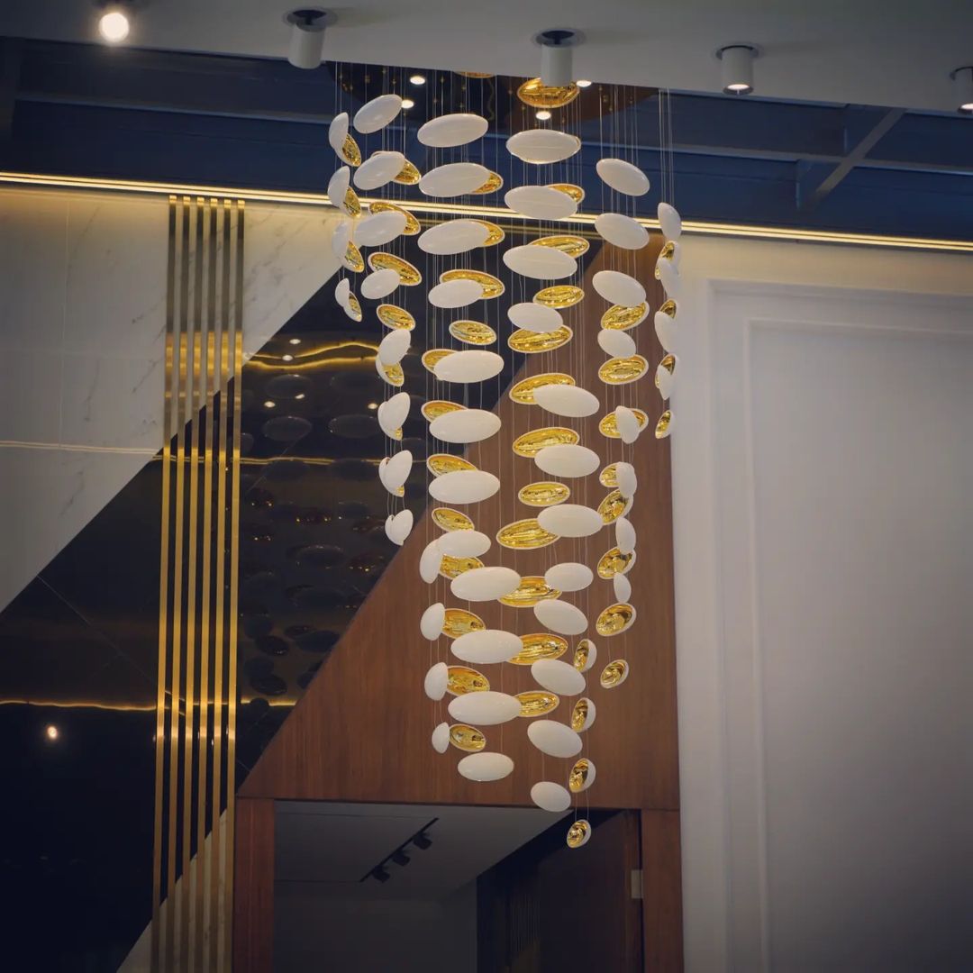 Modern Artistic Unique Golden Dragon Egg Pendant Ceiling Light Fixture for Staircase/ Sales Center/ Hotel - casivra