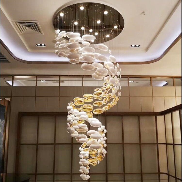 Modern Artistic Unique Golden Dragon Egg Pendant Ceiling Light Fixture for Staircase/ Sales Center/ Hotel - casivra