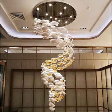 Modern Artistic Unique Golden Dragon Egg Pendant Ceiling Light Fixture for Staircase/ Sales Center/ Hotel - casivra