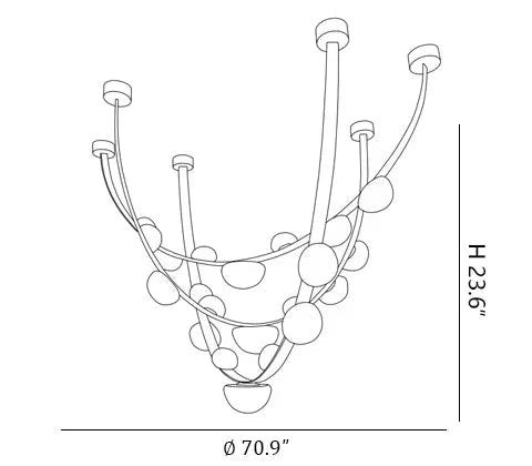 Modern Belt Alabaster Drops LED Chandelier - D70.9"* H23.6" / Dia 180cm*H 60cmWarm Lightcasivra