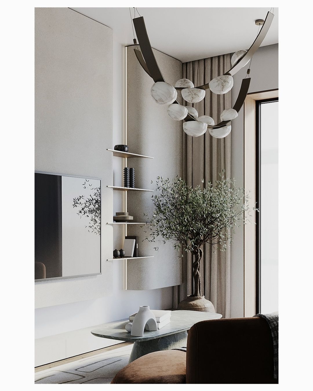 Modern Belt Alabaster Drops LED Chandelier - D74"*H47.2"/ Dia 188cm*H 120cmWarm Lightcasivra
