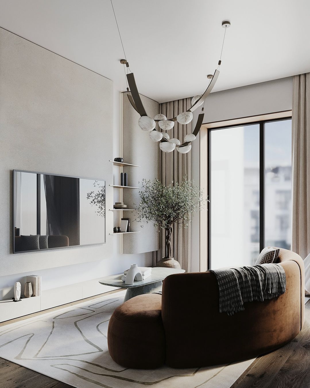 Modern Belt Alabaster Drops LED Chandelier - D74"*H47.2"/ Dia 188cm*H 120cmWarm Lightcasivra