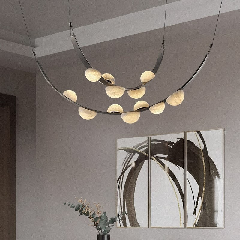 Modern Belt Alabaster Drops LED Chandelier - D74"*H47.2"/ Dia 188cm*H 120cmWarm Lightcasivra