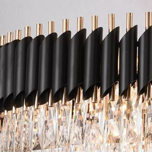 Modern Black Iron Crystal Chandelier For Foyer Staircase Luxurious Design Ceiling Light Fixture-Chandeliers-casivra-casivra