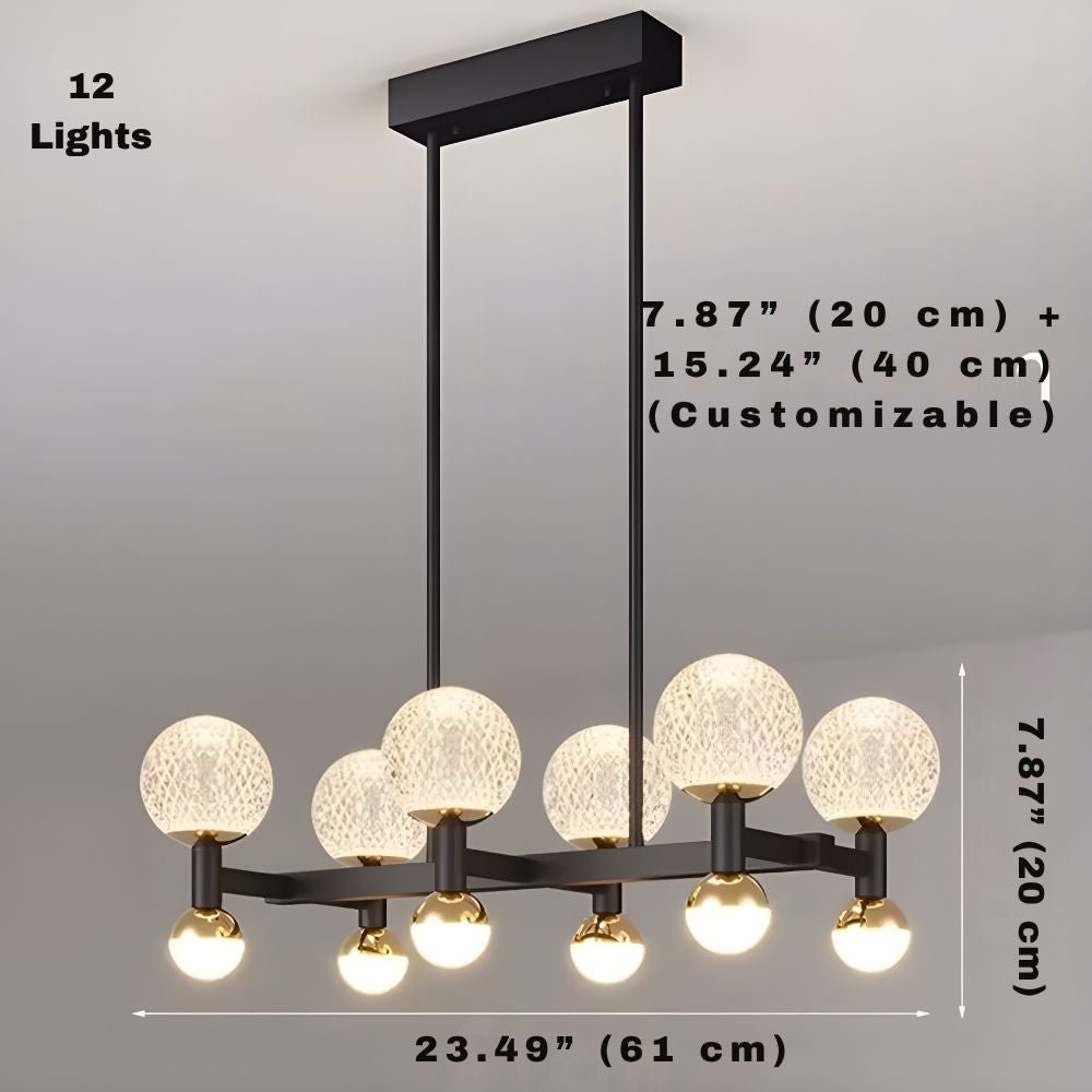 Modern Black Linear Dining Room Chandelier 12/16 Lights - 16 LightWarm White 3000Kcasivra