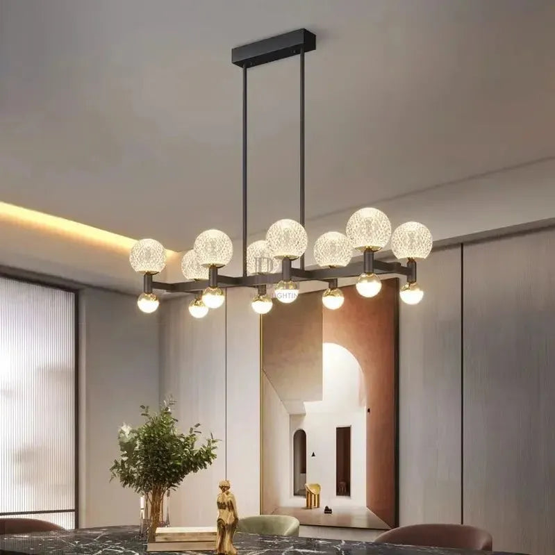 Modern Black Linear Dining Room Chandelier 12/16 Lights - 16 LightWarm White 3000Kcasivra