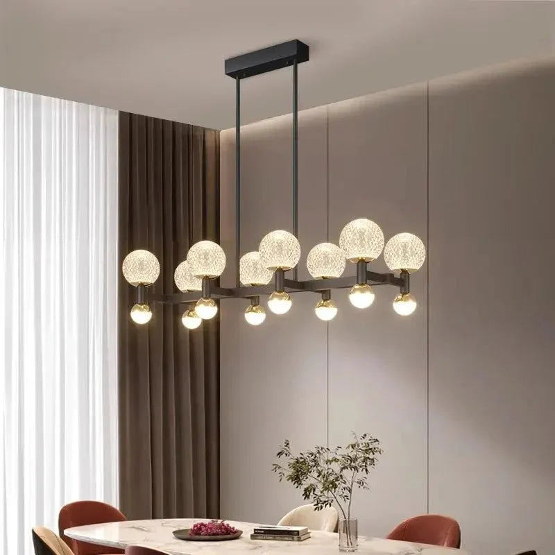 Modern Black Linear Dining Room Chandelier 12/16 Lights - 16 LightWarm White 3000Kcasivra