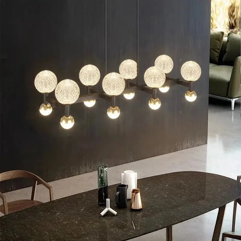 Modern Black Linear Dining Room Chandelier 12/16 Lights - 12 LightWarm White 3000Kcasivra