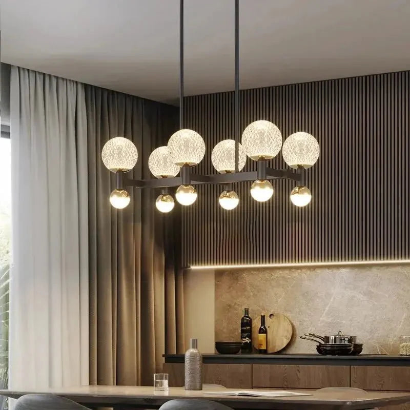Modern Black Linear Dining Room Chandelier 12/16 Lights - 12 LightWarm White 3000Kcasivra