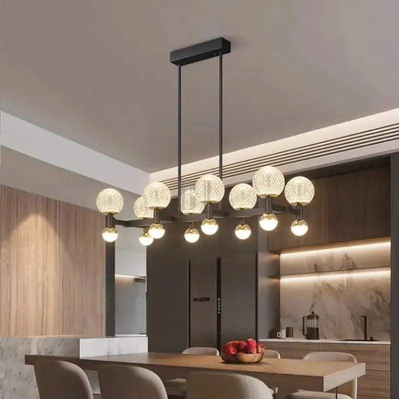 Modern Black Linear Dining Room Chandelier 12/16 Lights - 12 LightWarm White 3000Kcasivra